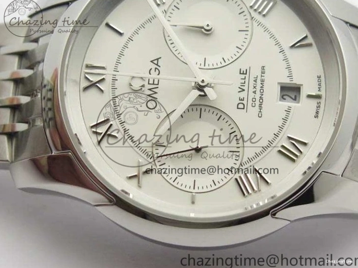 0409 HighQuality De Ville Chronograph SS OMF 1:1 Best Edition White Dial On SS Bracelet A 8151